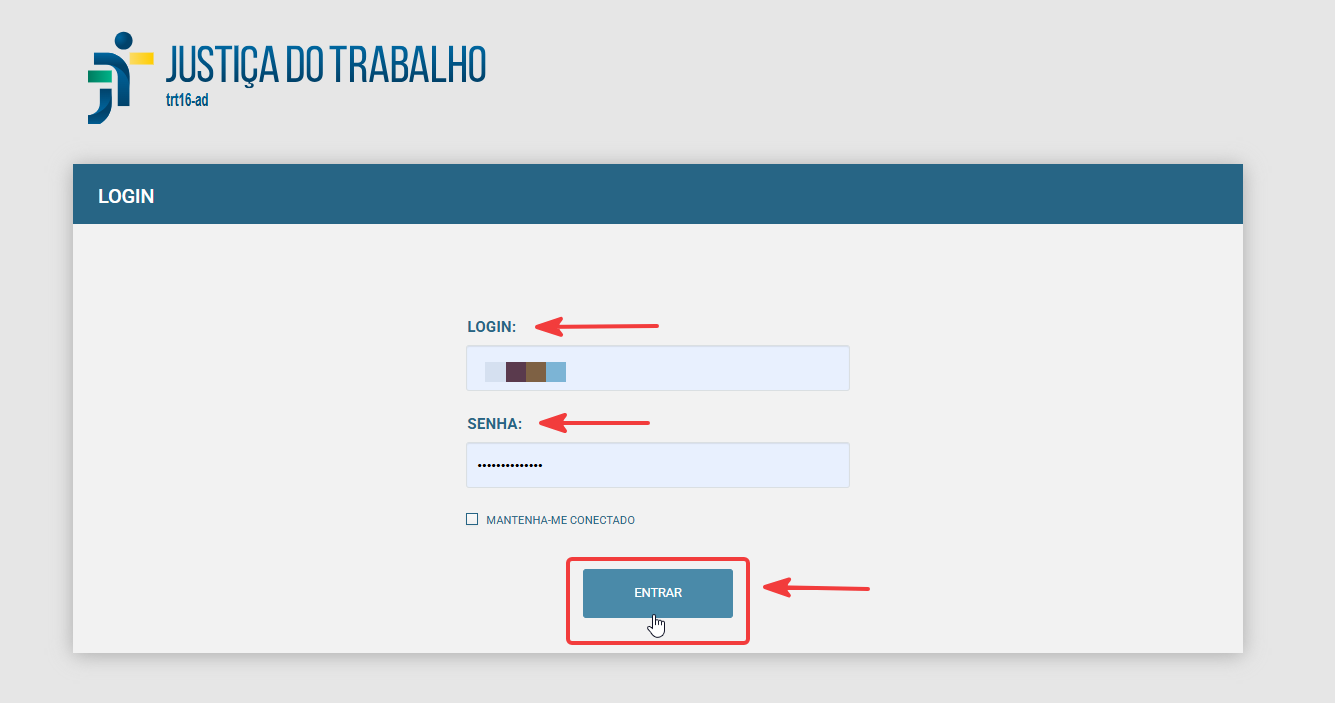 Tela inicial de login dos sistemas administrativos