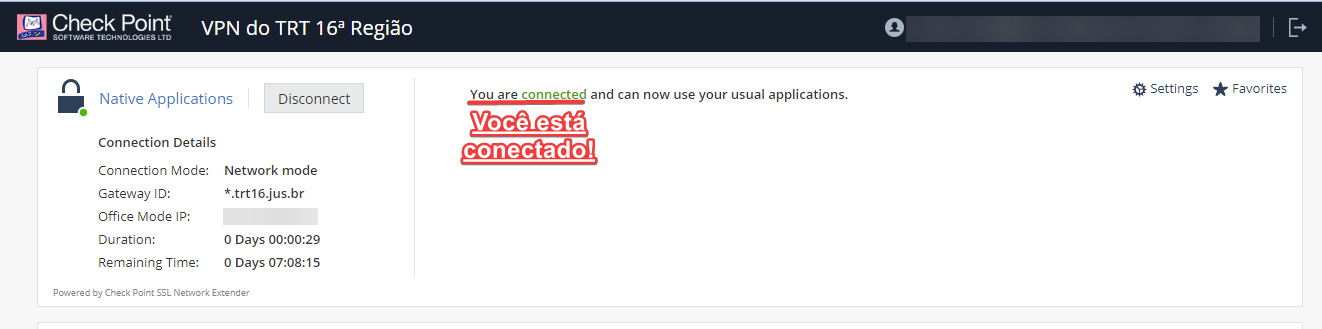 Imagem informando que o usuário está conectado