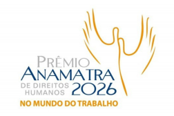 Arte com fundo branco e detalhe nas cores amarela e azul: PRÊMIO ANAMATRA 2026