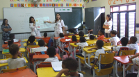 Odontólogas do TRT falam aos alunos da UEB Maria Rocha sobre saúde bucal