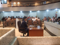 Candidato responde às questões da prova oral do concurso de juiz do Trabalho