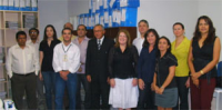 Desembargadores Ilka Esdra e Luiz Cosmo, com as equipes da Corregedoria e da Ouvidoria, durante audiência pública em Barreirinhas