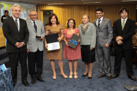 Ministro Antônio José Levenhagen;des. Luiz Cosmo; servidores Célia Muniz, Olívia Almeida, Ana Lúcia Silva, Marcos Silva e David Tedson