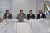 Presidente da Amatra XVI, juiz Carlos Gustavo Castro, presidente do Conematra, e desembargadores James Magno e Alcebíades Dantas