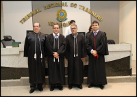 Da esq. para a dir.: os desembargadores Américo Bedê, James Magno e José Evandro, e o procurador Maurício Lima.