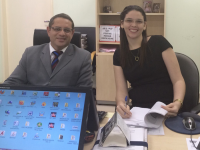 Desembargador James Magno e juíza Núbia Bogéa durante correição na VT de Estreito.