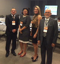 Desembargador James Magno com as juízas Ana Paola (TRT5-BA) e Simone Jalil (TRT21-RN), e com o desembargador Samuel Lima (TRT15-Campinas e presidente do Conematra), durante o ENM, em Brasília-DF.