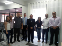 Corregedor James Magno; juiz Leonardo Ferreira; e servidores da VT de Pedreiras e da Corregedoria