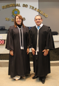 Dirigentes eleitos para o Biênio 2016-2017 do TRT-MA: Desembargadora Solange Cristina Passos de Castro Cordeiro (vice-presidente e corregedora) e desembargador James Magno Araújo Farias (presidente).