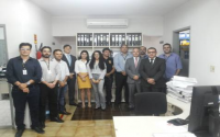 Desembargador James Magno, juízes Bruno Motejunas, titular da VT de Bacabal, e Reinaldo Pinto, e servidores