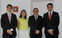 Des. James Magno e o juiz Bruno Motejunas se reuniram com o presidente da OAB-MA, Thiago Diaz, e a tesoureira da entidade, Deborah Cartágenes