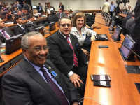 Desembargador Lorival Ferreira dos Santos (TRT15-Campinas), desembargador James Magno Araújo Farias (presidente do TRT16-MA) e desembargadora Maria de Lourdes Leiria (corregedora regional do TRT12-SC) durante a votação da CMO (14/12).