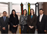 Juiz Eduardo, juíza Márcia, desembargadora Beatriz, juíza Núbia e juiz Luís Henrique