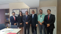 Da esq. para direita: Marco Antônio Lara e Taís Portelada; desembargador Gerson de Oliveira; procurador Roberto Magno; Edinardo Nascimento; e Romulo de Faria