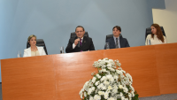 Presidente James Magno ao lado da diretora-geral; o juiz Auxiliar da Presidência e a secretária-geral da Presidência