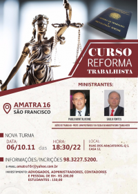 Juízes Paulo Mont'Alverne e Saulo Fontes ministram mais um curso sobre a Reforma Trabalhista