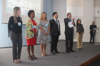 Comissão do TRT na Escola/TJC fazendo a abertura da Culminância.