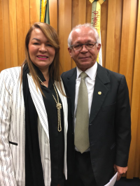 Desembargadora Solange de Castro Cordeiro e o ministro João Batista Brito Pereira na reunião do Coleprecor