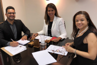 Desembargadora Márcia, juiz Paulo e a professora Lucylea ajustam termos de parceria