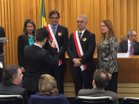 Desembargadora Márcia Andrea, ministros Luiz Philippe e Augusto César, presidenta Solange Cordeiro