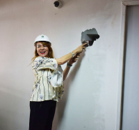 Desembargadora Solange Castro Cordeiro marca o início das obras de reforma do térreo do prédio-sede.
