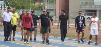 Agentes de segurança do TRT-MA e os agentes do TRT10 fazendo o reconhecimento da pista