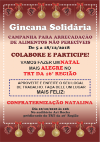 TRT-MA promove gincana solidária para arrecadar alimentos não perecíveis que serão entregues na confraternização natalina