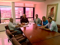 Presidenta Solange com os servidores Sérgio e Noredim e representantes da empresa Thyssenkrupp