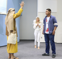 Encenação da peça teatral "As Bem-Aventuranças" coordenada pelachefa da Seção de Saúde, Marilda Amorim, levou a uma reflexão sobre o evangelho