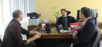 Diretor-geral, Celson Costa, com o chefe da Seção de Engenharia, Ricardo Beckman, e o coordenador da CTIC, Claúdio Sampaio