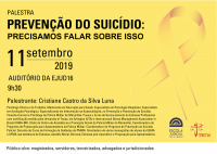 EJUD16 abraça campanha de prevenção ao suicídio e promove palestra para debater o assunto