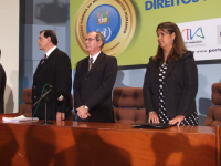 Secretários Sérgio Tamer (Direitos Humanos), Hildo Rocha e Presidente do TRT, Márcia Andrea Farias da Silva