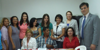Magistrados e servidores da 1ª VT durante homenagem no Dia Internacional da Mulher