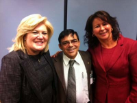Desembargadora Ilka Esdra, desembargador Francisco Meton (vice-presidente do TRT PI) e a assessora jurídica do TRT-MA,Júlia Gomes, na reunião do CNJ