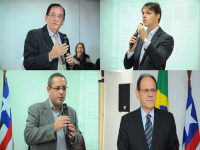 Des. Américo Bedê, juiz Bruno Motejunas, Des. James Magno e juiz  Carlos Alberto Lontra