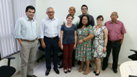 Des. Luiz Cosmo se reuniu com juiz Higino Galvão e servidores da VT de Caxias durante visita da equipe do Presidência Itinerante