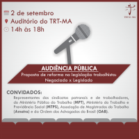 Justiça do Trabalho no Maranhão define regras para audiência pública sobre as propostas de reforma trabalhista