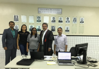 Da esq. para direita: advogado do Município de Colinas, Wandersson Rodrigues dos Santos; preposta de Colinas, Rosa Maria Cardoso da Silva; servidora do Fórum; juiz Manoel Joaquim e o servidor Francisco