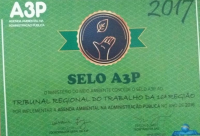 Certificado do Selo A3P concedido ao TRT da 16ª Região