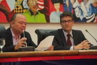 Juiz Saulo Fontes, presidente da Amatra XVI, fez a apresentação do palestrante