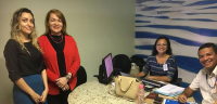 Presidenta Solange, advogada Maíra de Jesus Freitas Passos, servidora Margareth Aroucha e uma das partes no CEJUS (1ª VT)