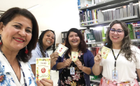 Servidoras e estagiárias de Seção de Biblioteca e Gestão Documental do Fórum Astolfo Serra também mostram os cardápios