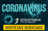 Imagem em fundo preto com o cabeçalho coronavírus e notíciais judiciais
