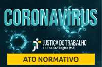 Imagem com fundo preto e letra azul com titulo Coronavirus e faixa amarela com texto Ato Normativo