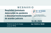 Imagem em fundo azul claro com informações sobre webnário da Escola Judicial do TRT16 em letras azul escuro