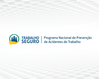 Nova logomarca do Programa Trabalho seguro. Mão segurando três bonecos protegidos por um círculo.