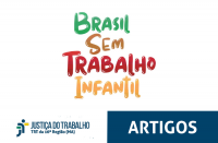 Banner Brasil sem trabalho inffantil com letras coloridas sobre fundo branco.
