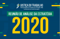 Imagem com fundo azul com informações sobre Reunião de Análise da Estratégia 2020