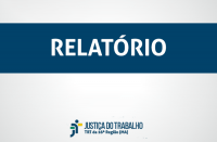 Imagem com fundo branco, com faixa azul marinho onde está escrita a palavra RELATÓRIO, na cor branca, e abaixo a logomarca da Justiça do Trabalho