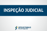 Imagem com fundo branco, com faixa azul marinho onde estão escritas as palavras Inspeção Judicial, na cor branca, e abaixo a logomarca da Justiça do Trabalho